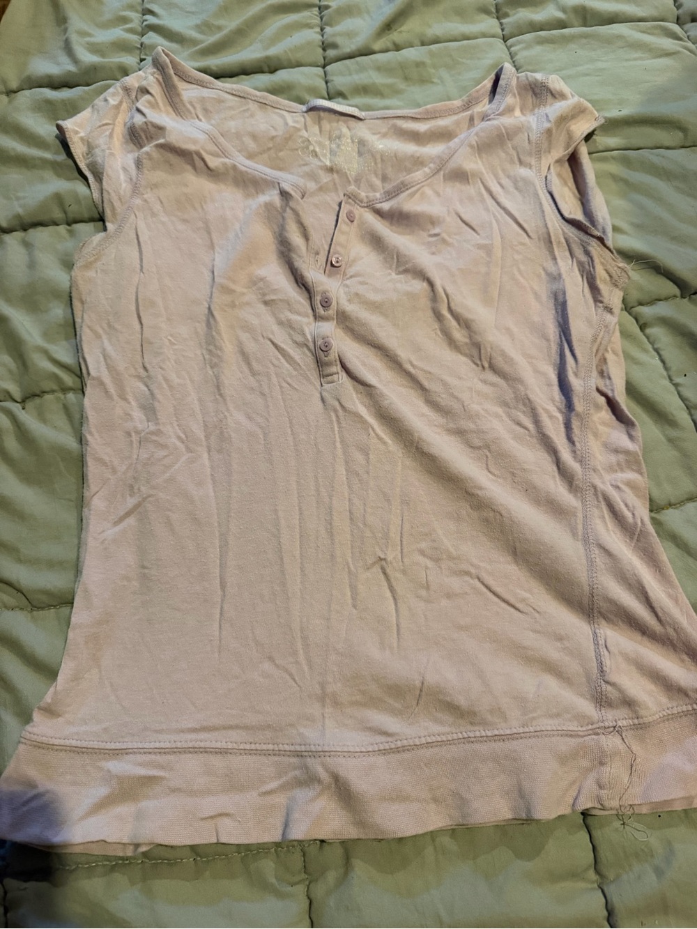 Arizona Jean Company Light Lavender Henley Cap-Sleeve Tee